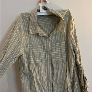 Japna Light Green Striped Shirt